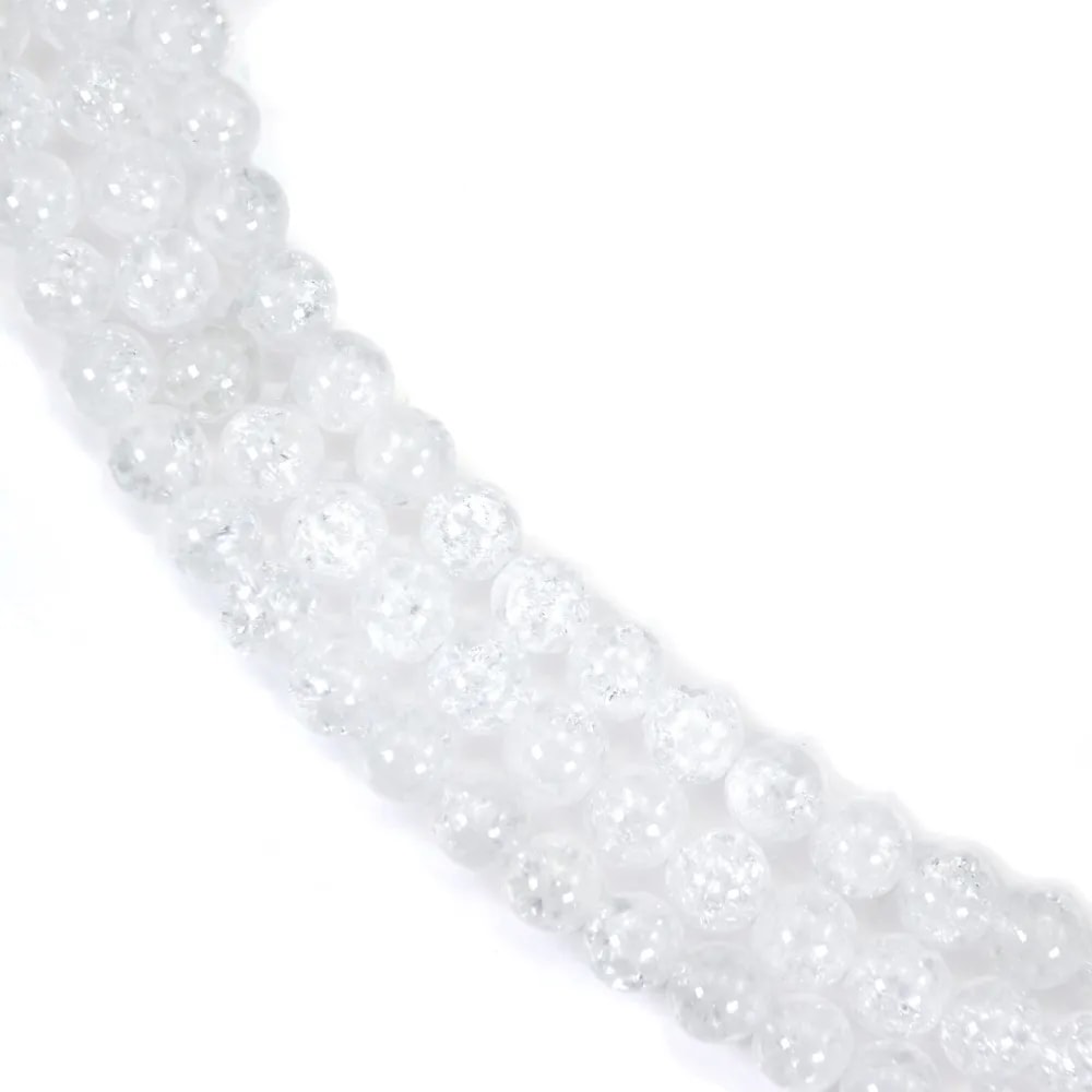 Round cracked rock crystal 10mm x 39cm