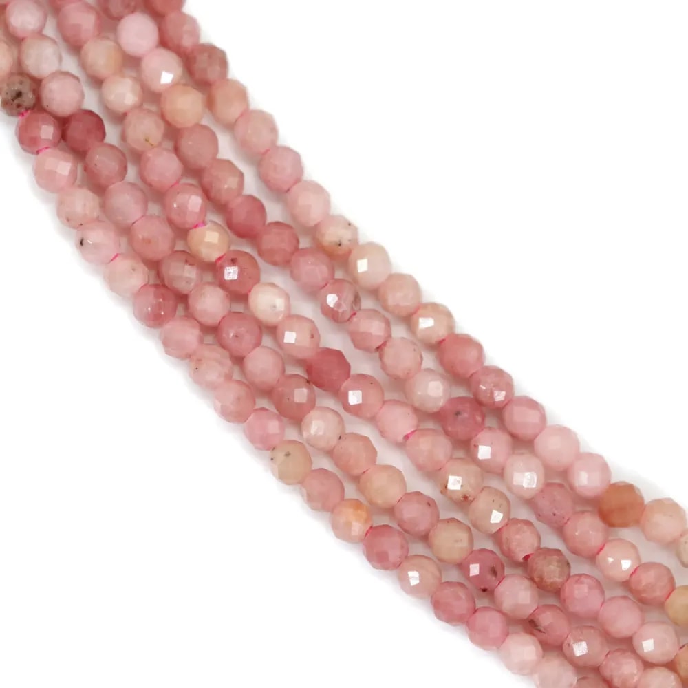 Rhodonite rond facetté 2mm, qualité A x 39cm