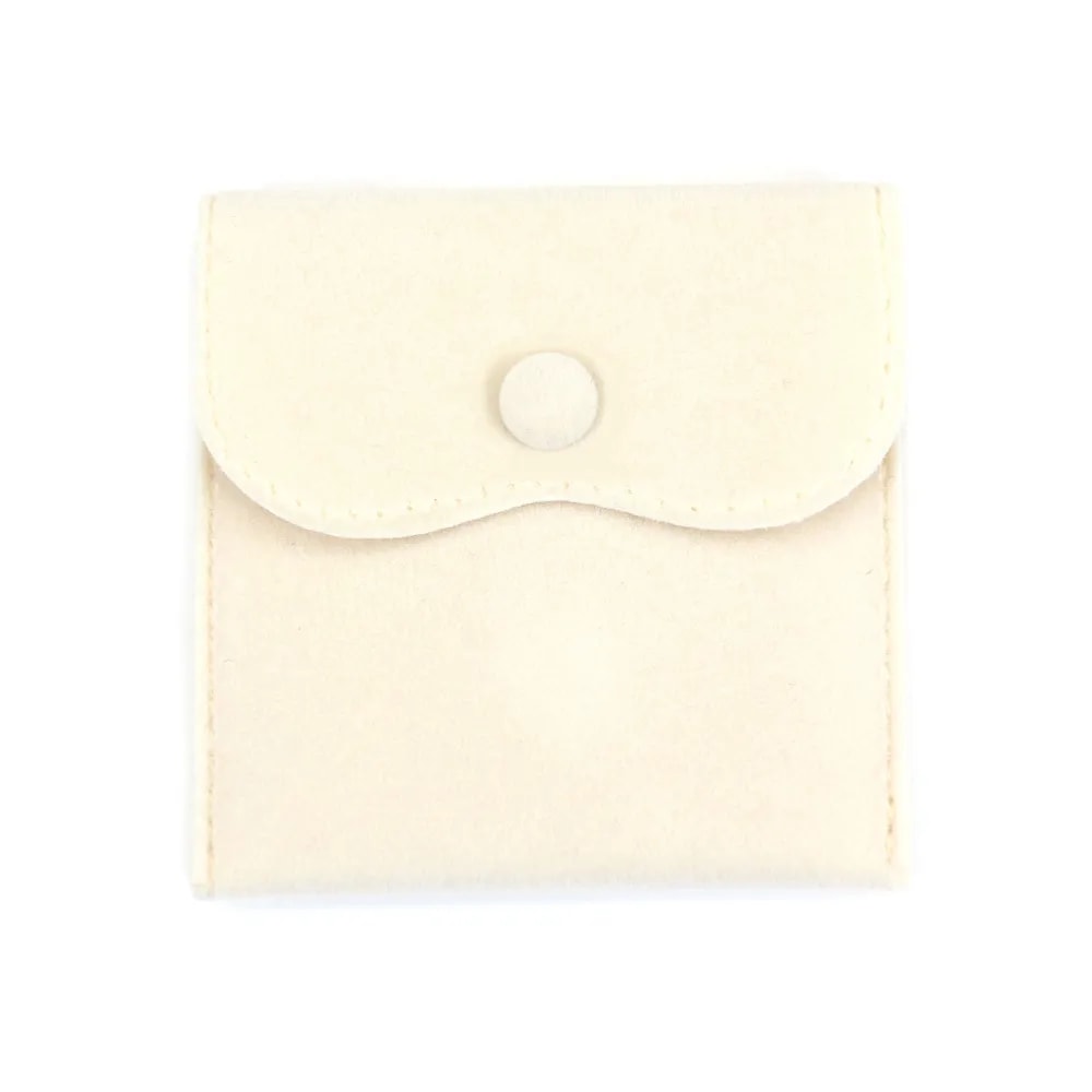 Bolsa de veludo bege com botões 10x10cm x 1 unidade