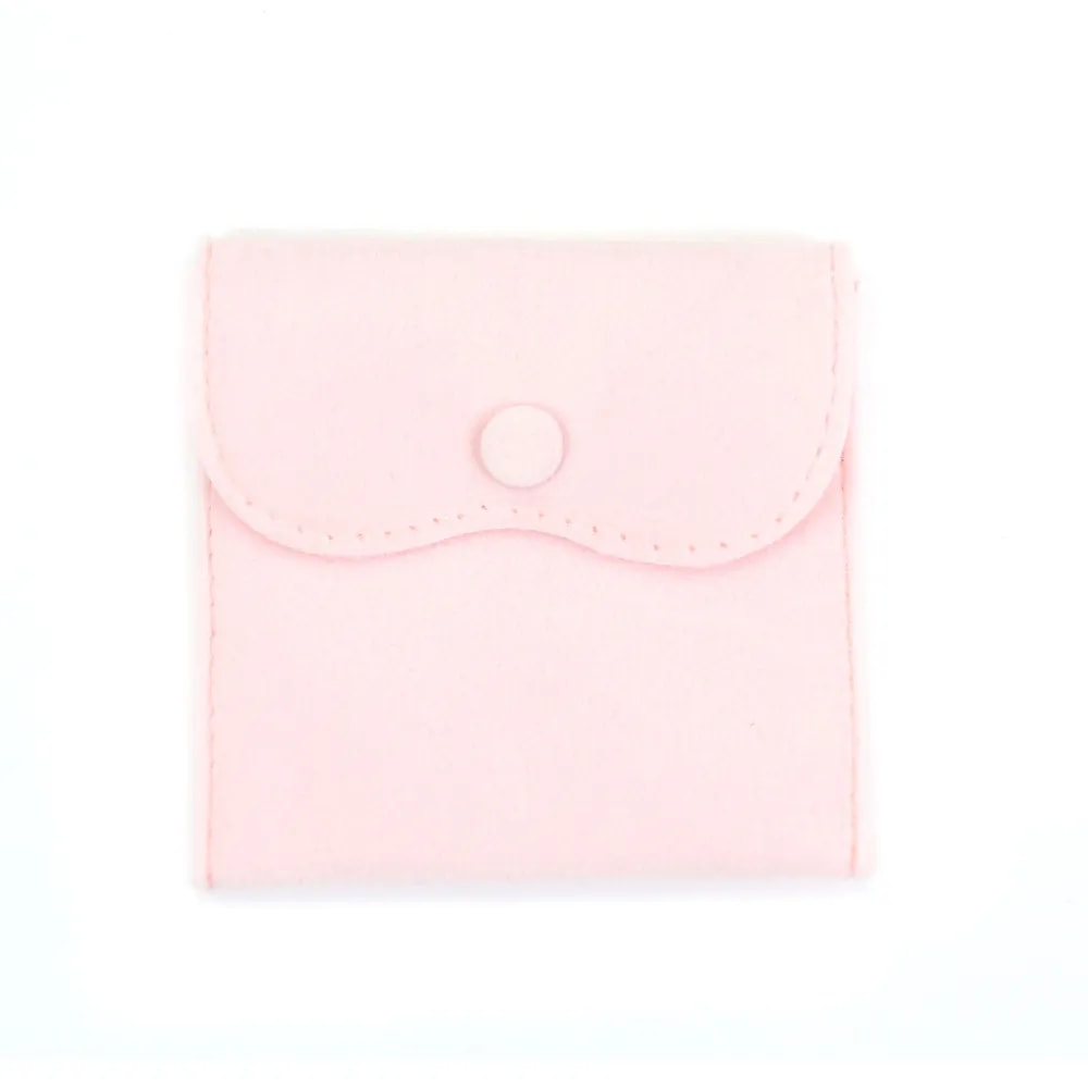 Rosa Samtbeutel mit Knopf 10x10cm x 1St