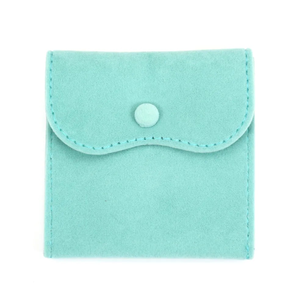 Bolsa de botones de terciopelo turquesa 10x10cm x 1ud