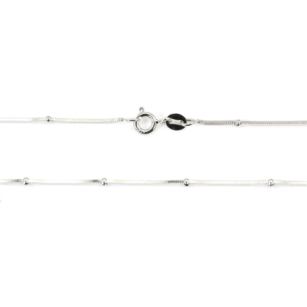 Chaîne perlé maille serpentine carré 0.8mm - Argent 925 rhodié x 40cm