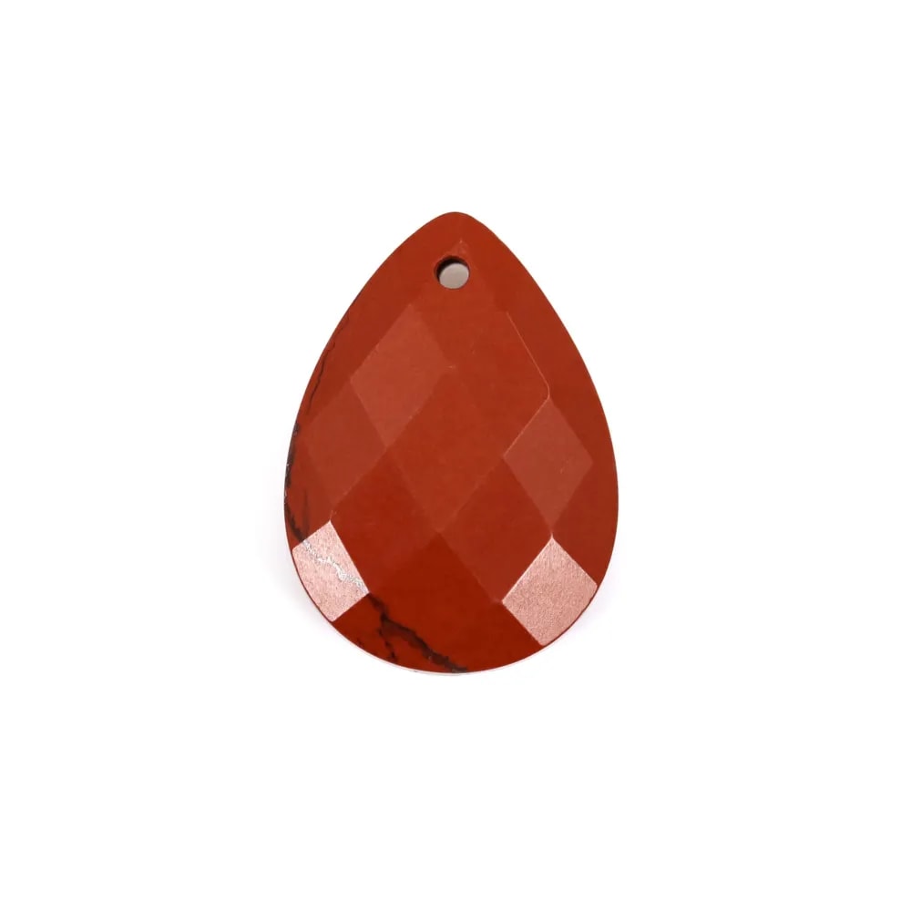 Roter Jaspis Anhänger Tropfen facettiert 13x18mm x 1pc