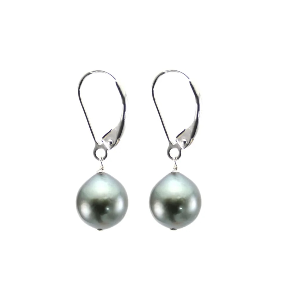 Boucle d'oreille Argent 925 Dormeuse Perles Tahiti x 2pcs