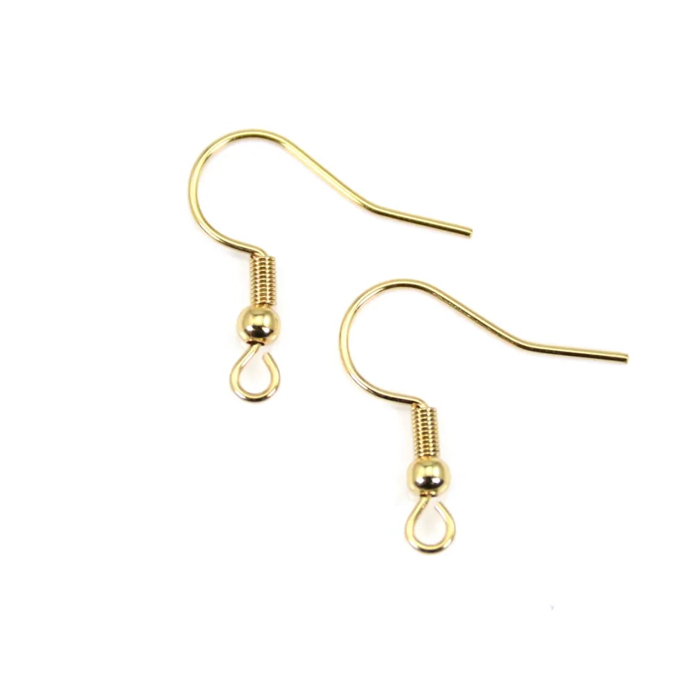 Crochet d'oreilles à ressort boule 20mm - Acier Inox 304 doré x 4pcs