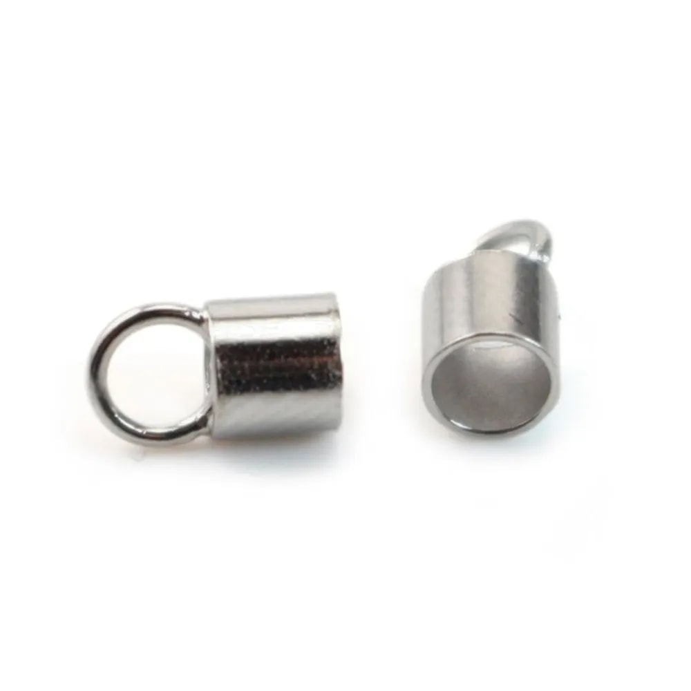Embouts  pour cordon 3 mm argent 925 Rhodié  x 4pcs