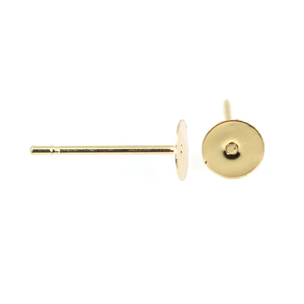 Clou d'oreilles disque 5mm - Acier Inox 304 doré x 4pcs