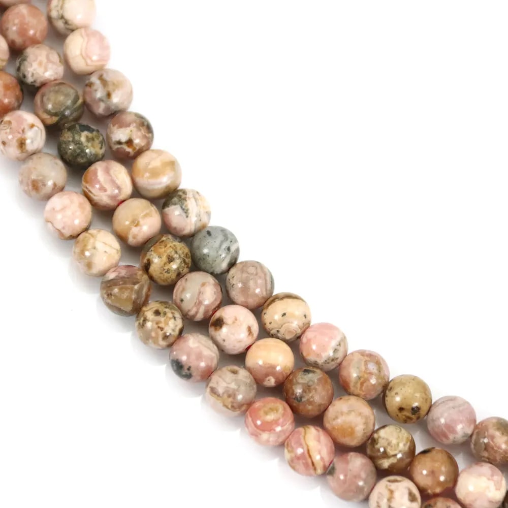 Rhodochrosite ronde 6-6.5mm qualité B x 39cm