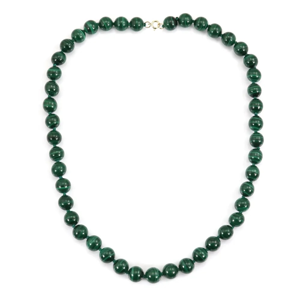 Collar de malaquita redonda 8mm x 1ud