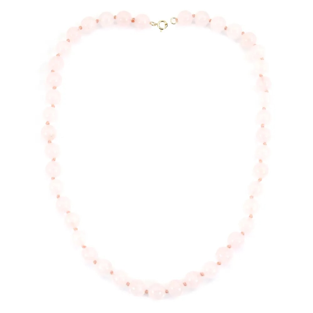 Collar Redondo de Cuarzo Rosa 8mm x 1pc