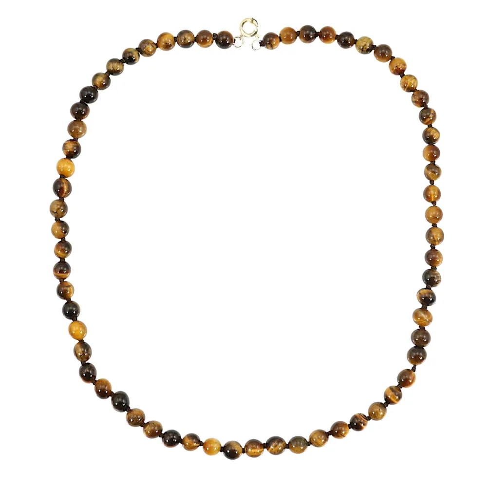 Round Tiger Eye Necklace 6mm x 1pc