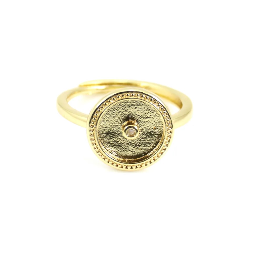 Bague réglable pour cabochon donut 10mm - oxyde de zirconium - Doré x 1pc