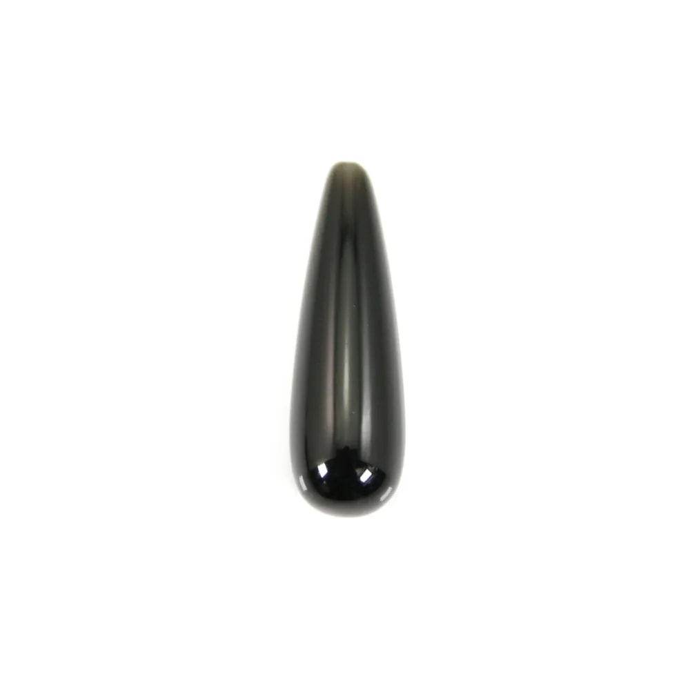 Obsidian drop half drilled 7x23mm x 1pc