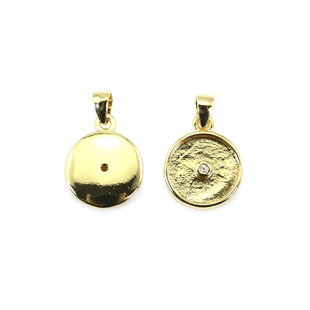 Pendentif pour cabochon donut 10mm - oxyde de zirconium - Doré x 1pc