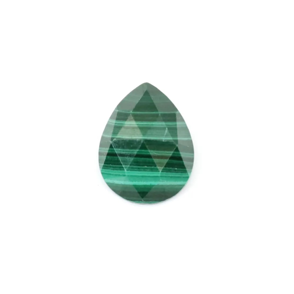 Malaquita facetada gota cabujón 8x10mm x 1pc