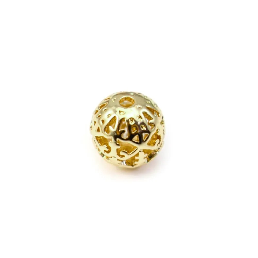 Boule ajourée  Plaquée par "flash" or sur laiton 8mm x 1pc