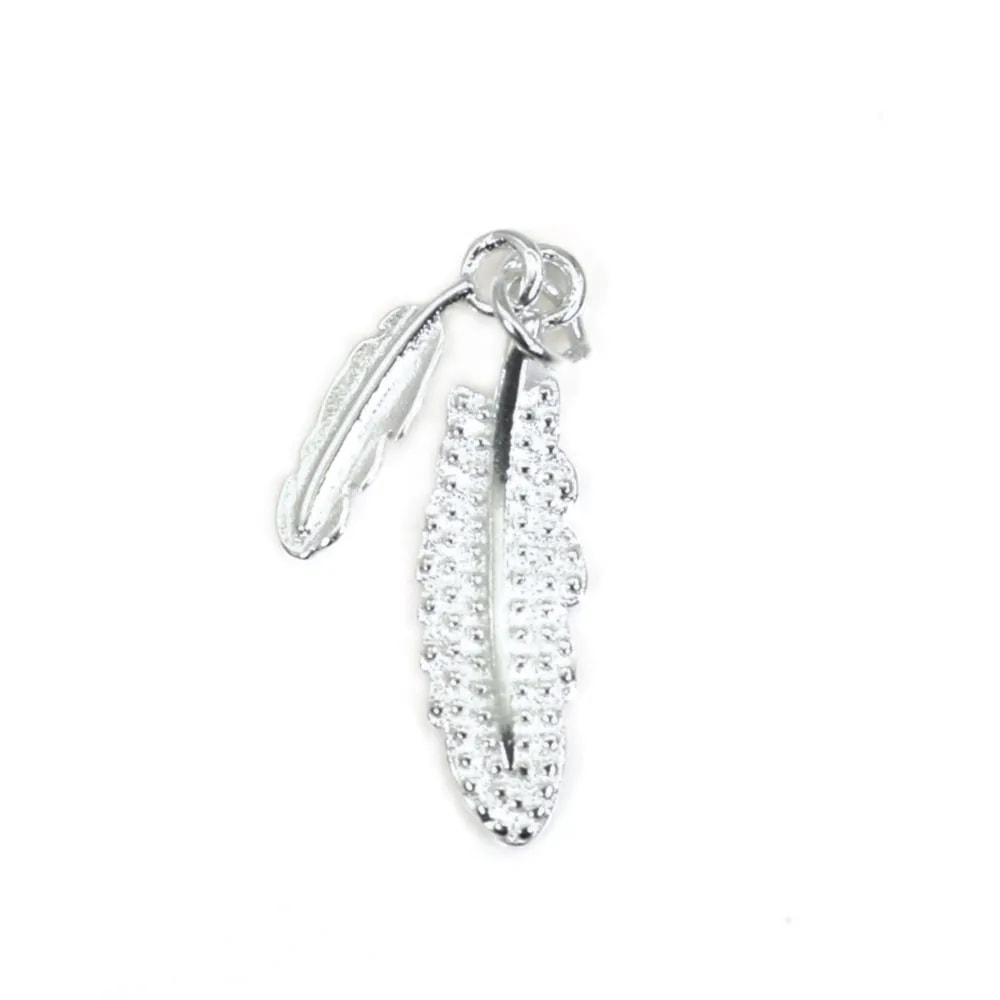 Breloque plume double 5x17.5mm - Argent 925 x 1pc