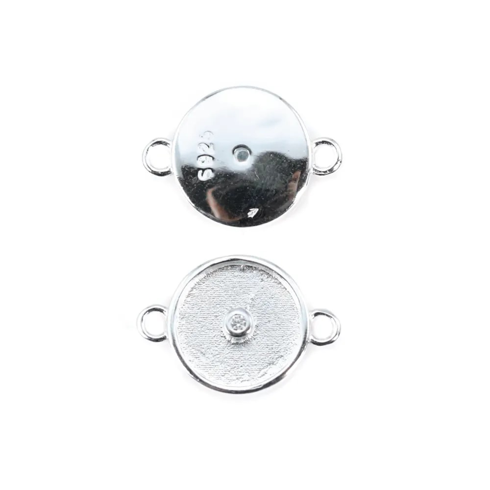 Spacer for 10mm donut cabochon - Zirconium Oxide & Silver 925 x 1pc