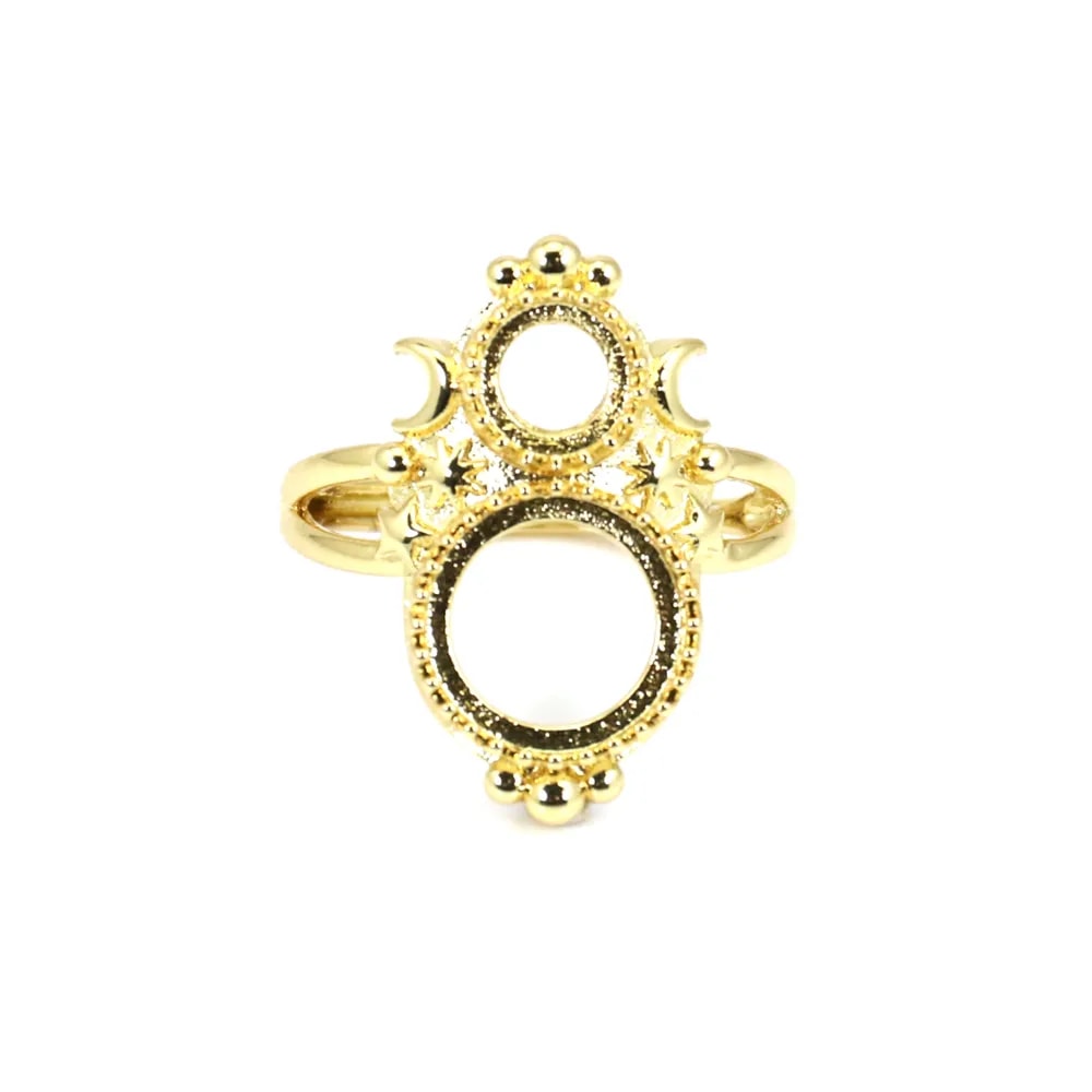 Anello regolabile per cabochon tondo da 6 e 10 mm - Oro x 1 pz
