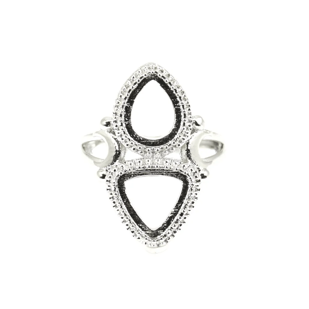 Bague réglable pour cabochon goutte & triangle - Argenté x 1pc