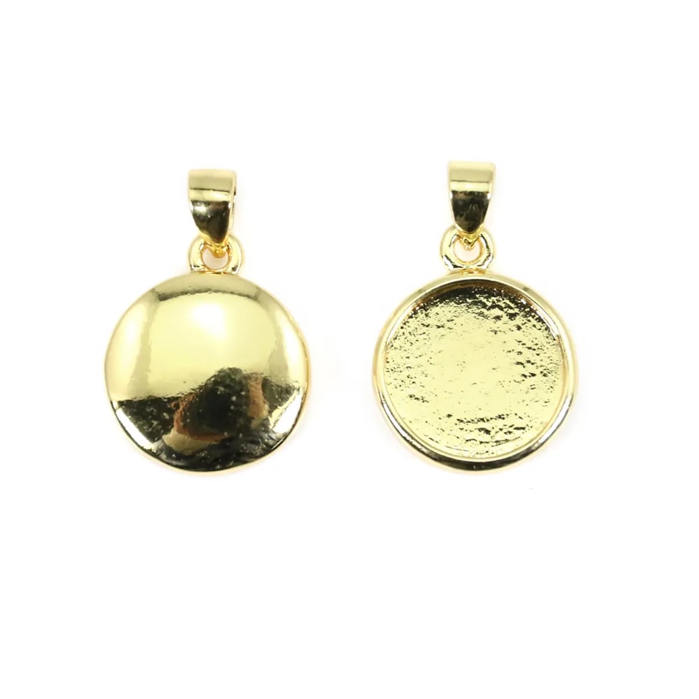 Pendentif pour cabochon rond 10mm - Doré x 1pc