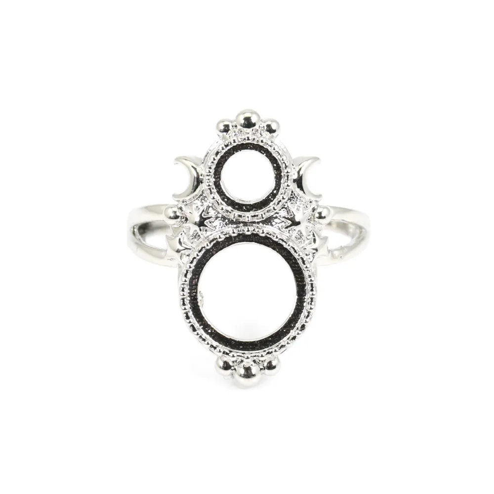 Anel ajustável para cabochão redondo de 6 e 10 mm - Prata x 1 unidade