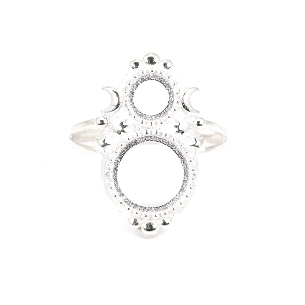 Anillo ajustable para cabujón redondo 6 & 10mm - Plata 925 x 1pc