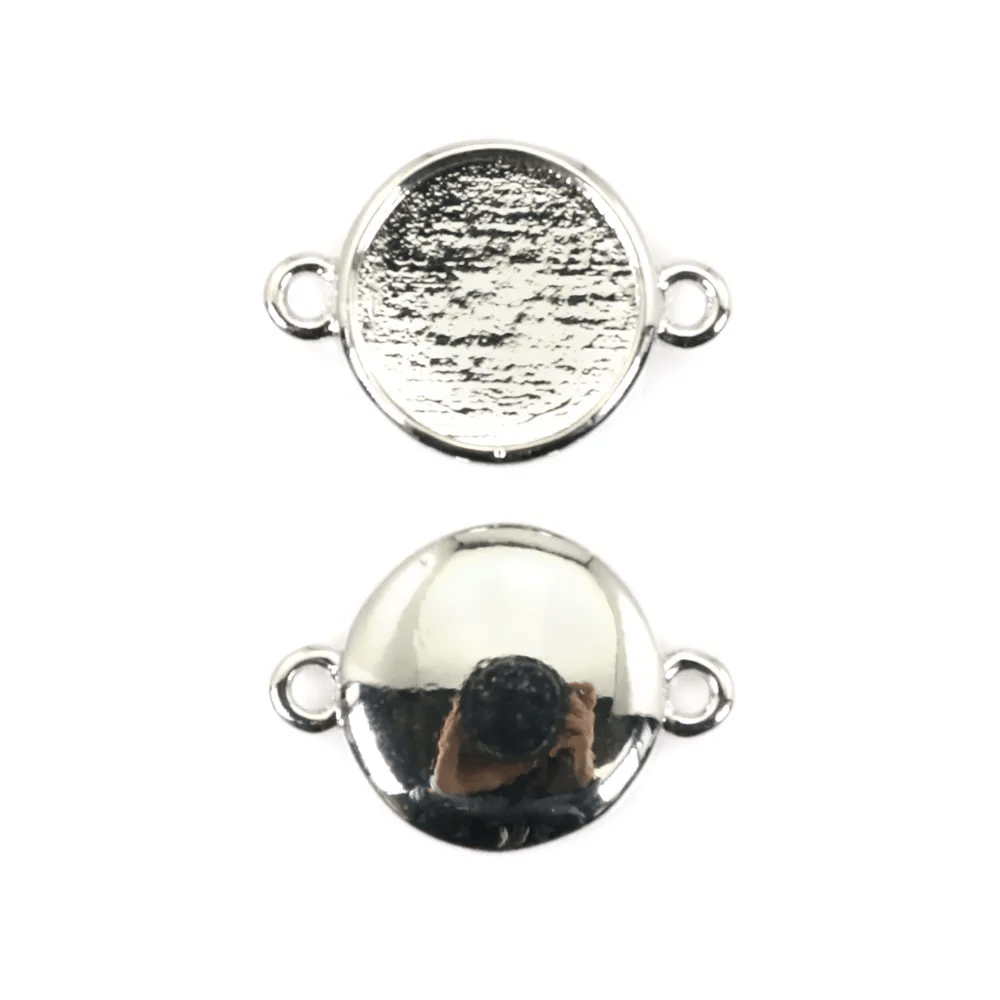 Intercalaire pour cabochon rond 10mm - Argenté x 1pc