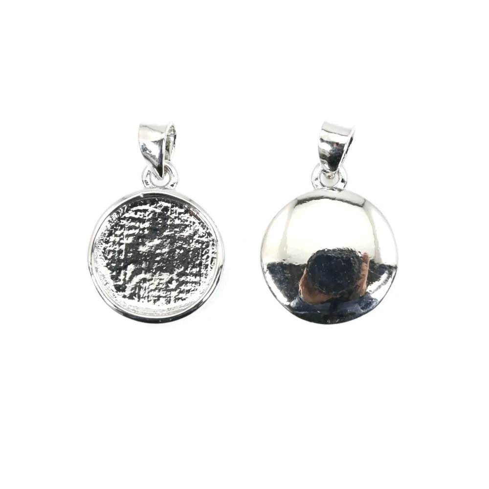 Pendentif pour cabochon rond 10mm - Argenté x 1pc