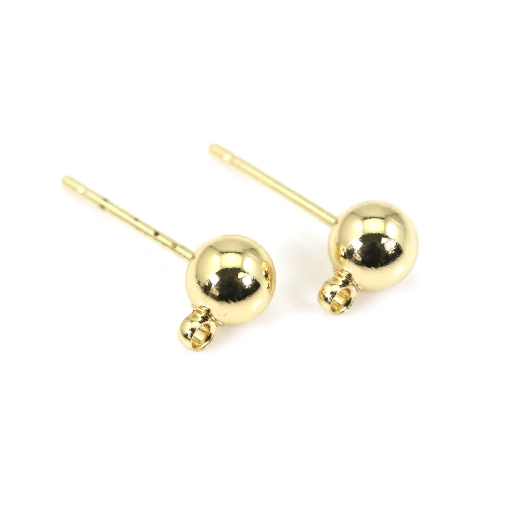 Clous d'oreilles boule plaqué "flash" or 3mm x 2pcs