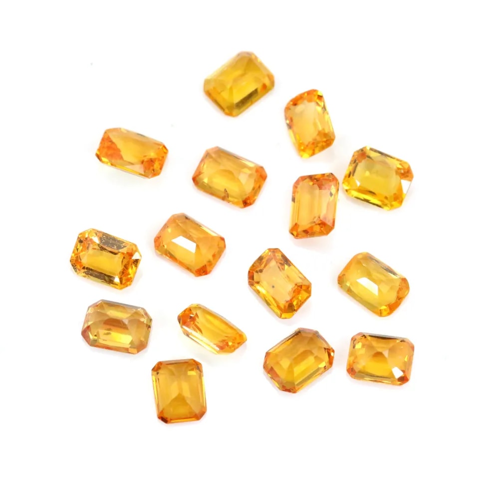 Saphir orange à sertir, taille émeraude rectangle 3.5x4.7mm x 1pc