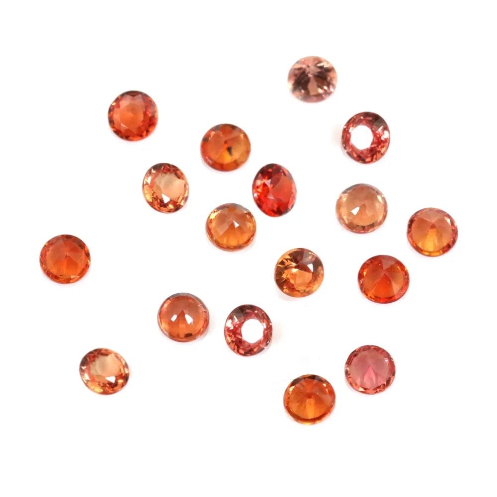 Safira laranja, corte brilhante redondo 2-3mm x 1pc