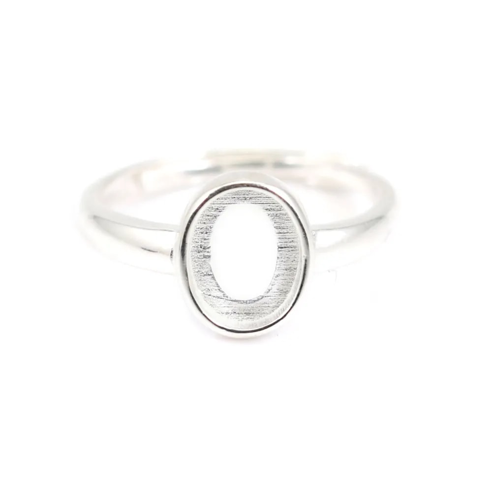 Einstellbarer Ring für ovalen Cabochon 6.4x8.5mm - 925er Silber x 1Stk