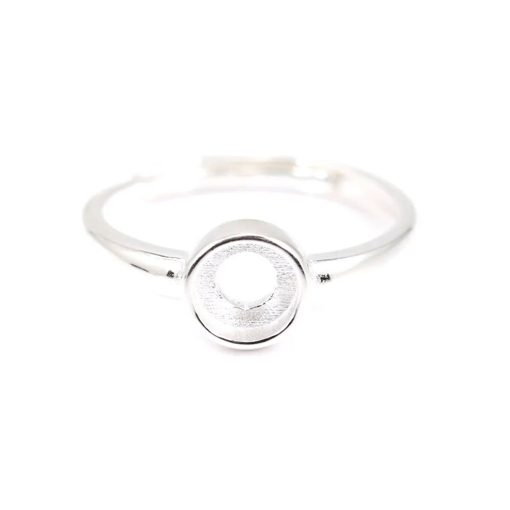 Anillo ajustable para cabujón redondo de 6mm - Plata 925 x 1pc