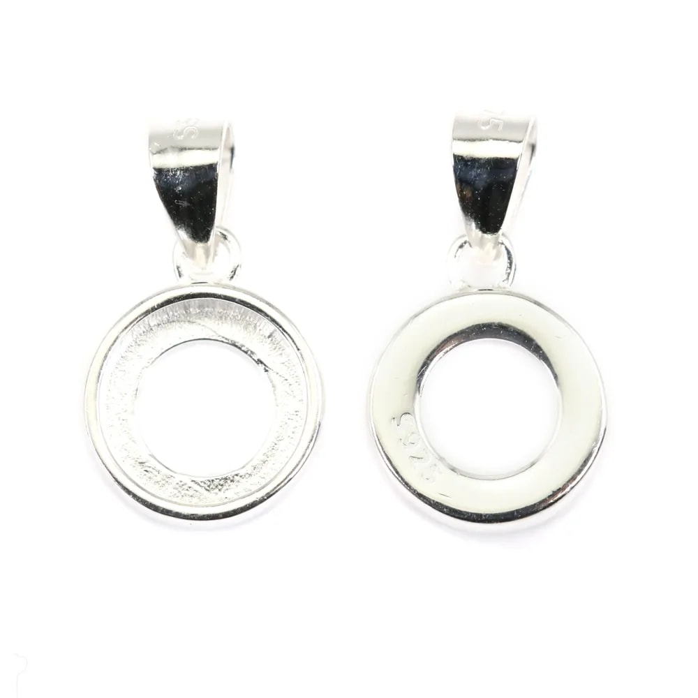 Ciondolo cabochon rotondo 8mm - Argento 925 x 1pc