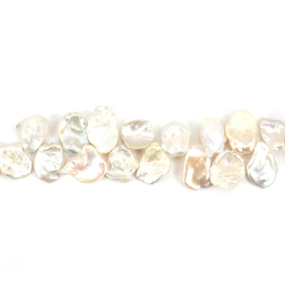 Perle de culture d'eau douce, blanche, keshi pétale, 18-22mm x 40cm