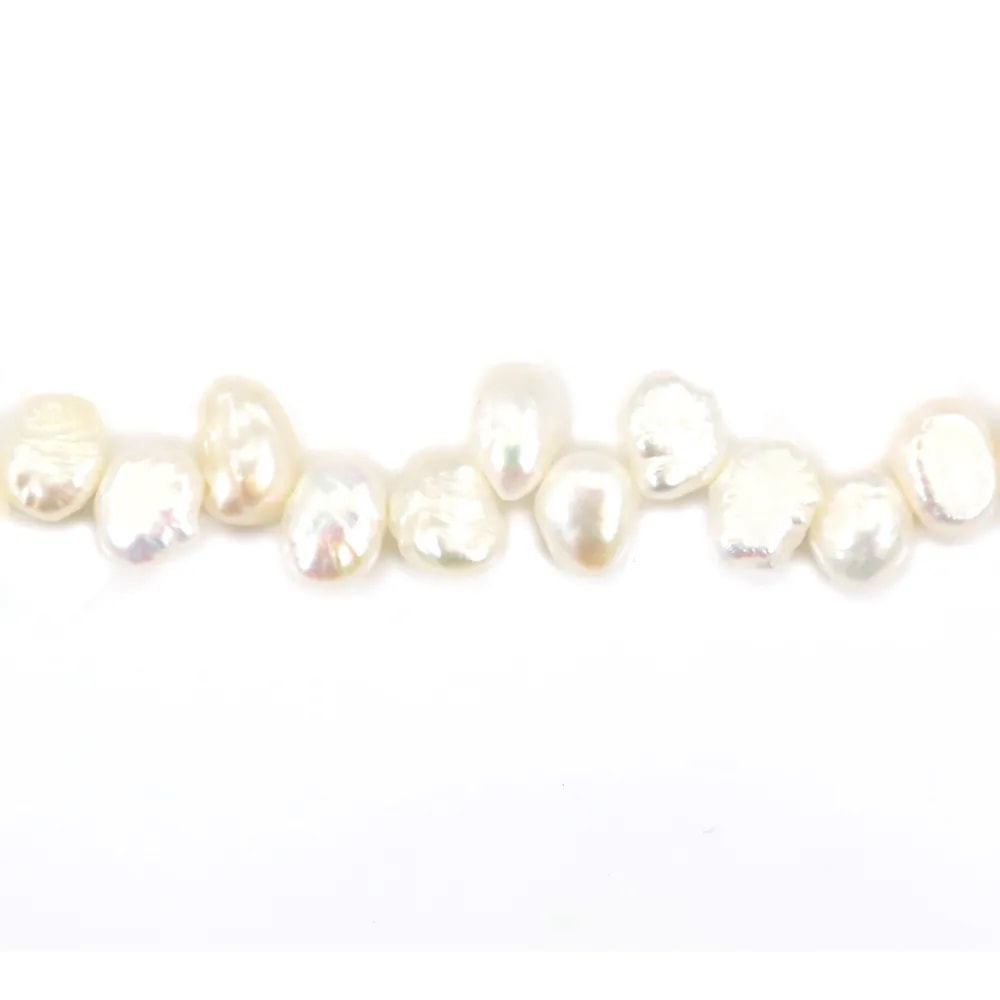 Perle de culture d'eau douce, blanche, baroque, 6-6.5mm x 36cm