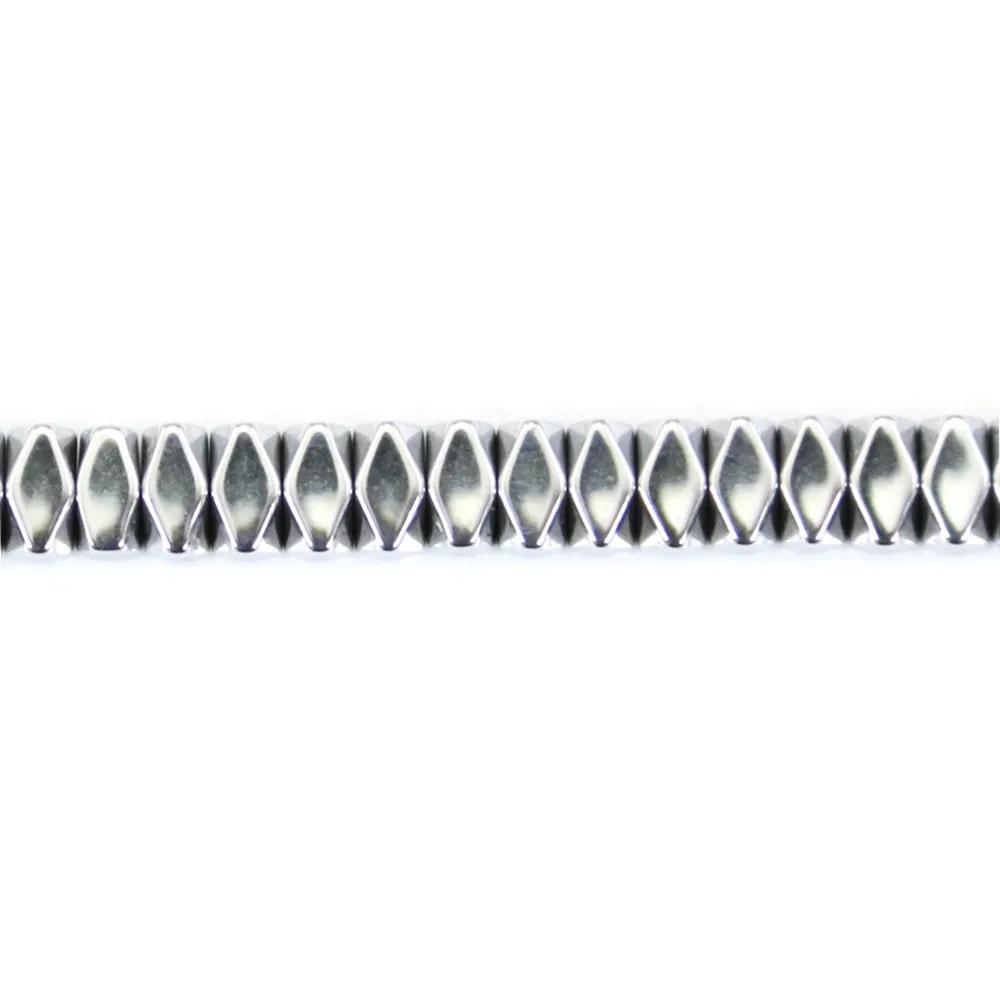 Hématite argenté rondelle carré facetté 2x4mm x 40cm