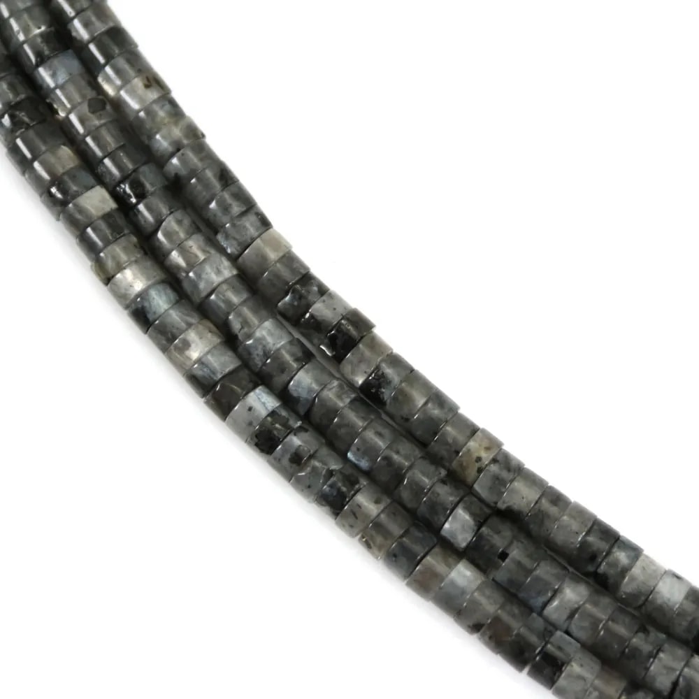 Larvikite washer heishi 2x4mm x 38cm