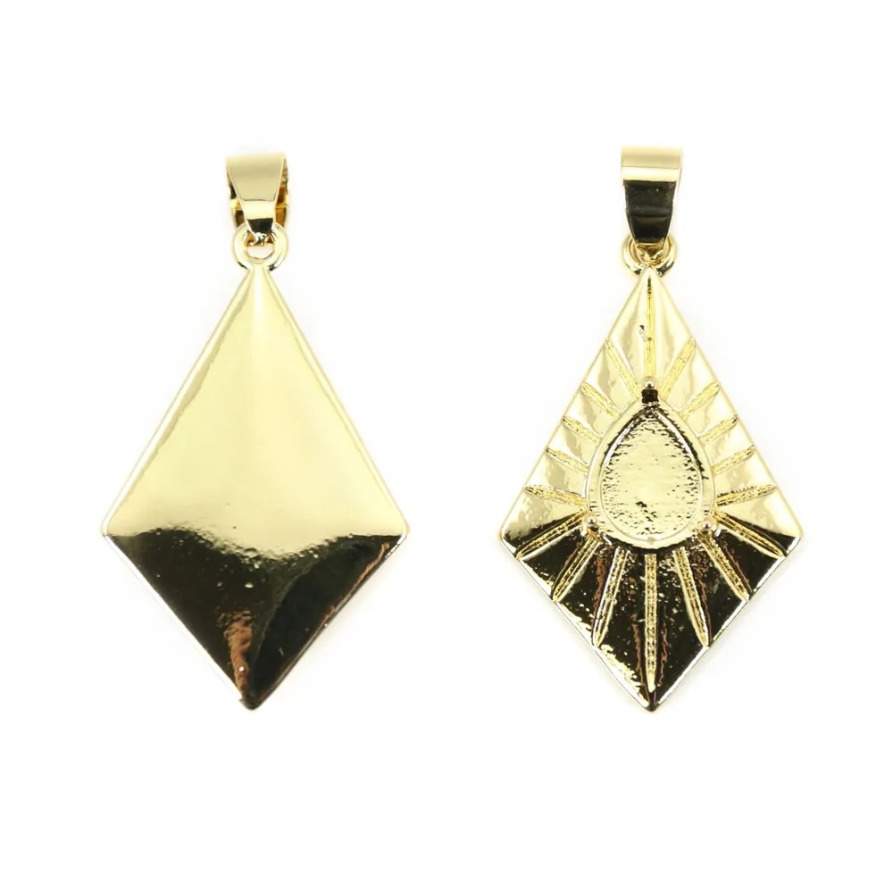Pendentif losange pour cabochon goutte 8x10mm - Doré x 1pc