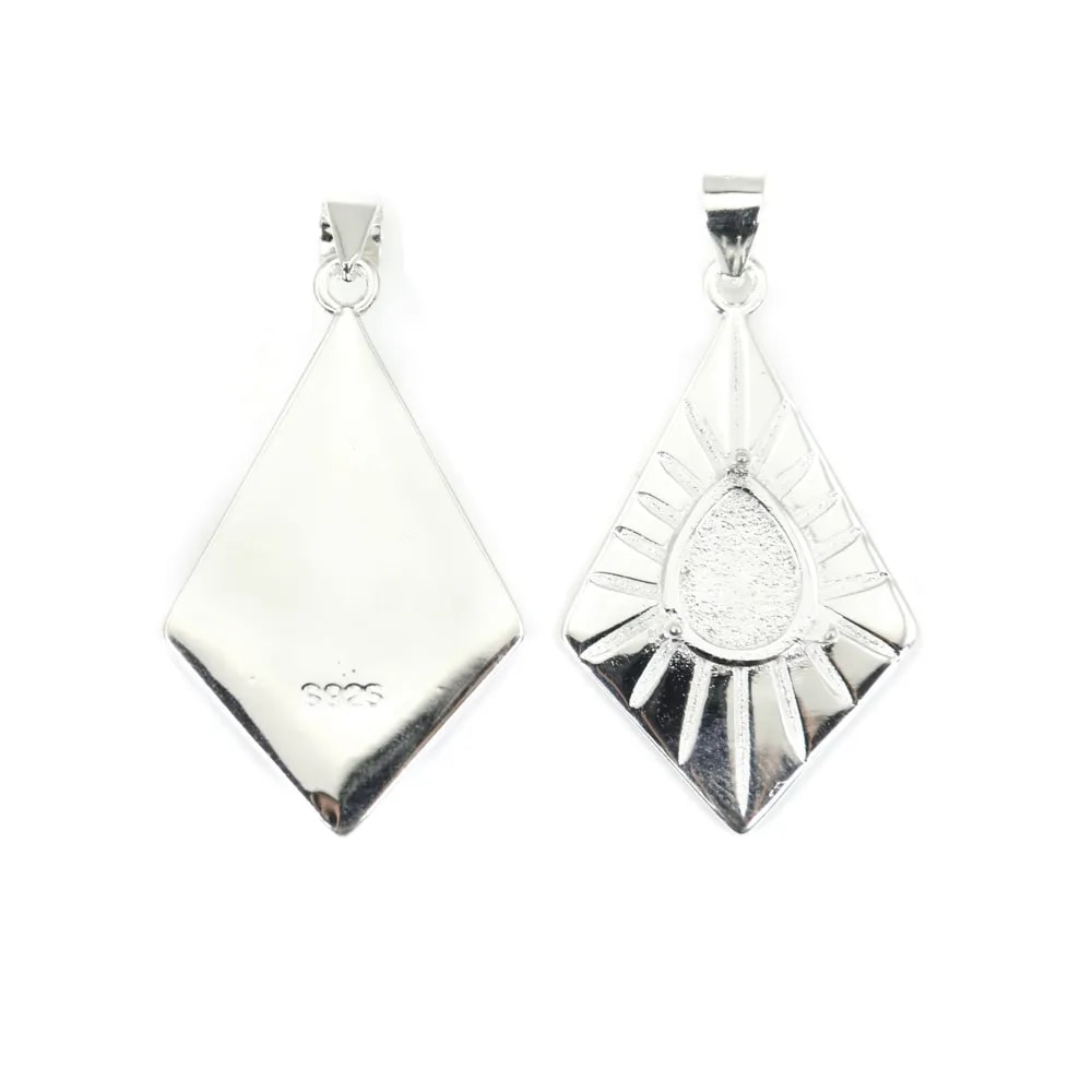 Pendentif losange pour cabochon goutte 8x10mm - Argent 925 x 1pc