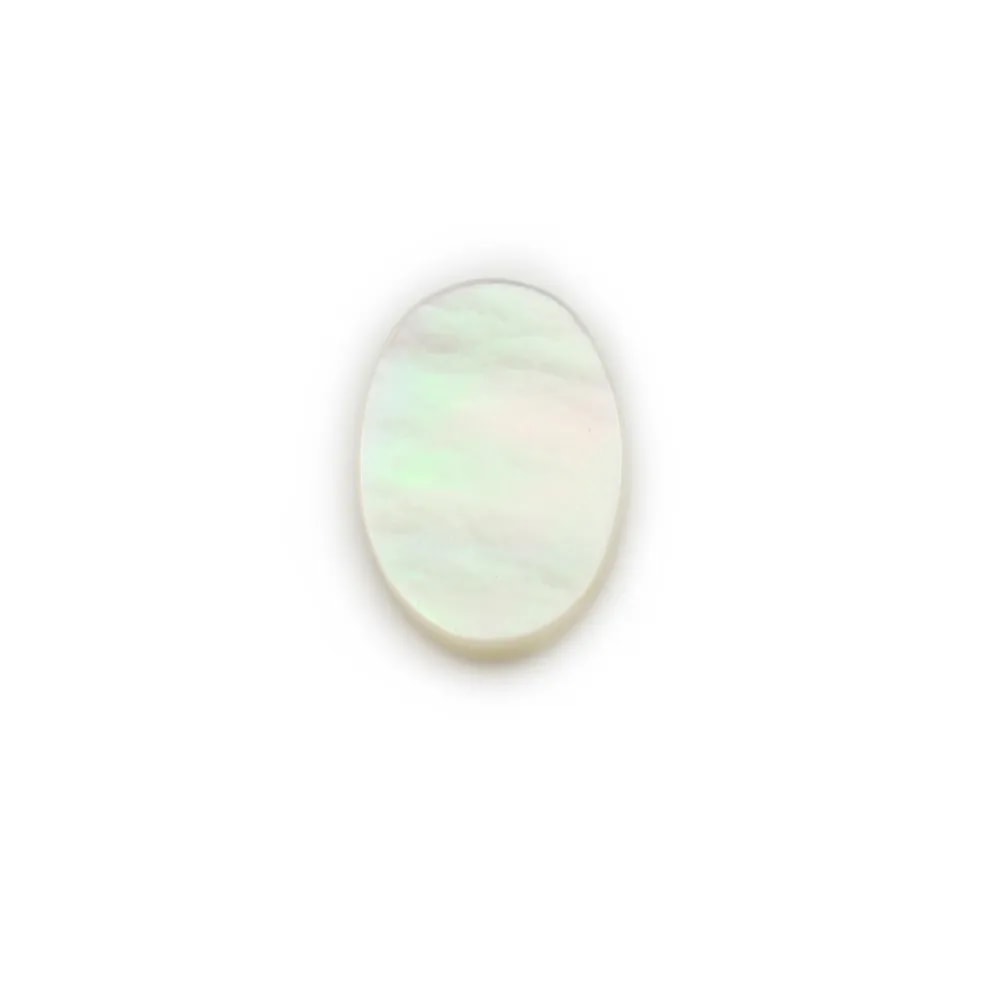 Cabochon Nacre blanche ovale plat 13x18mm x 1pc
