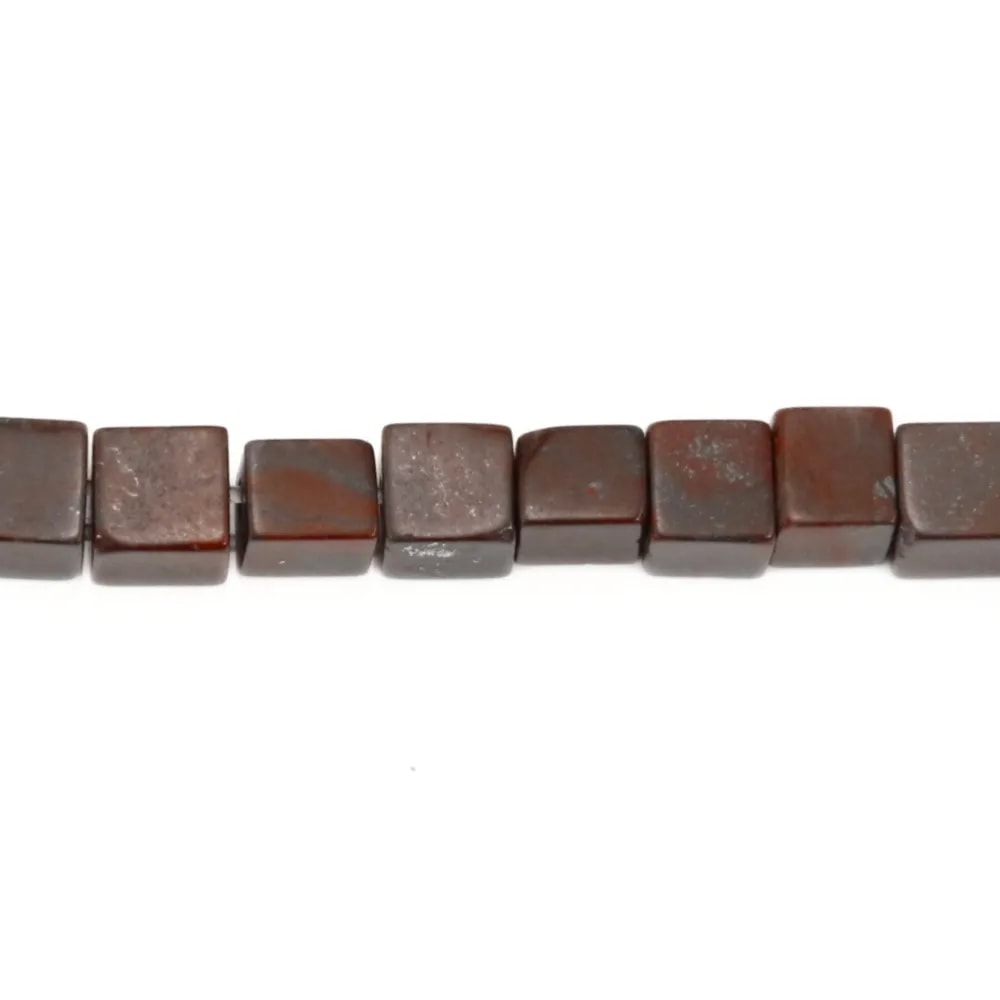 Jaspe d'arc-en-ciel rouge, en forme de cube 4mm x 40cm
