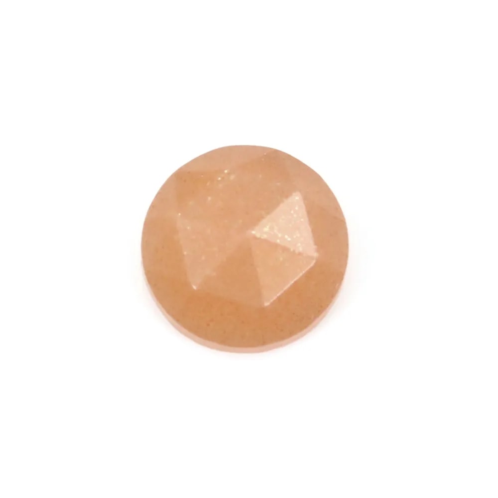 Cabujón Piedra de luna naranja redondo facetado 10mm x 1pc