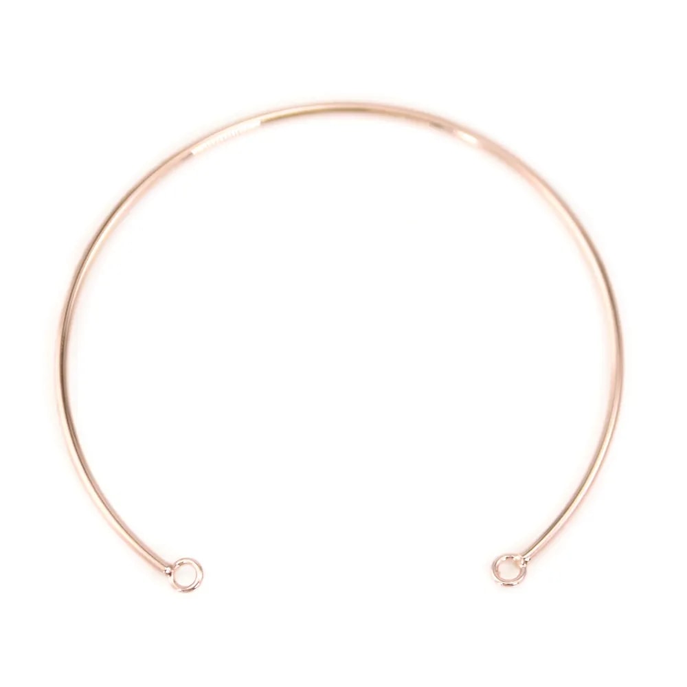 Bracelet jonc avec 2 anneaux plaqué par "flash" or rosé sur laiton 60mm x 1pc