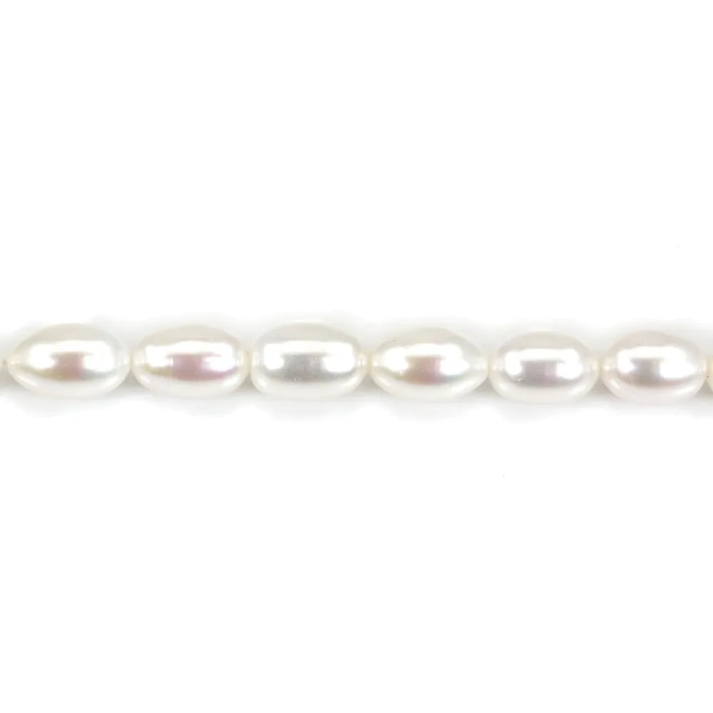 Perle de culture d'eau douce, blanche, olive, 9-10mm x 38cm