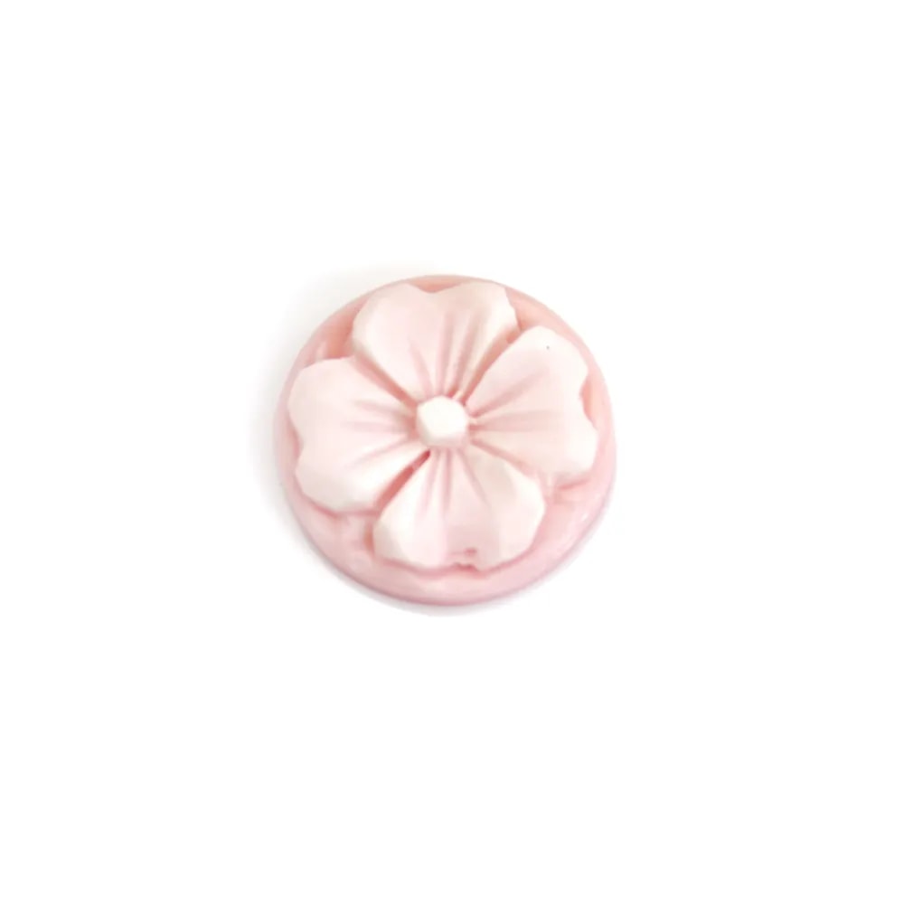 Cabochon Cameo Pink Conch round flower 14mm x 1pc