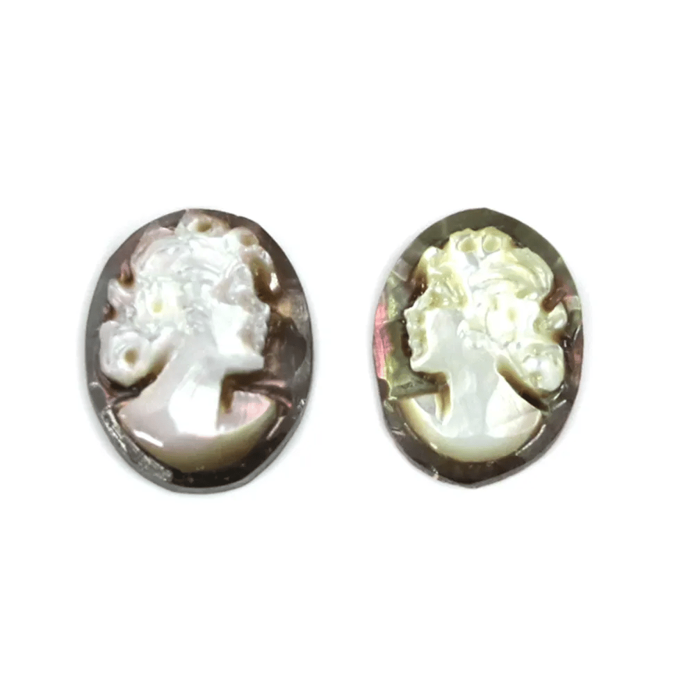 Cabochon Mother-of-Pearl oval grey woman 8x10mm x 1pc