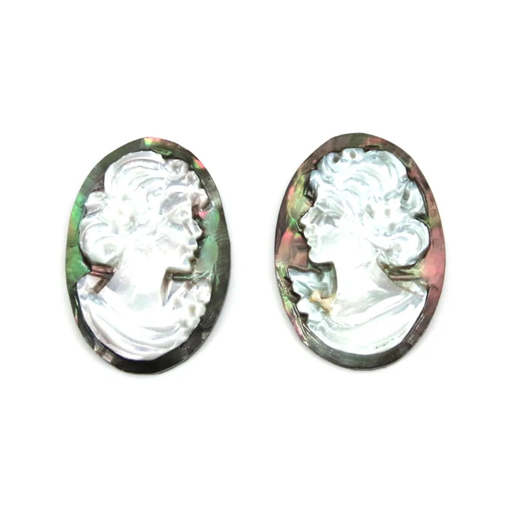 Cabujón ovalado de nácar gris 13x18mm x 1ud