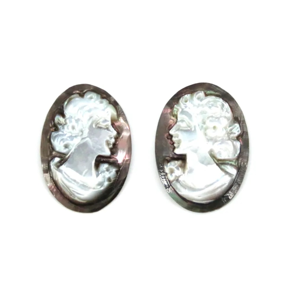 Cabujón ovalado de nácar gris 10x14mm x 1ud